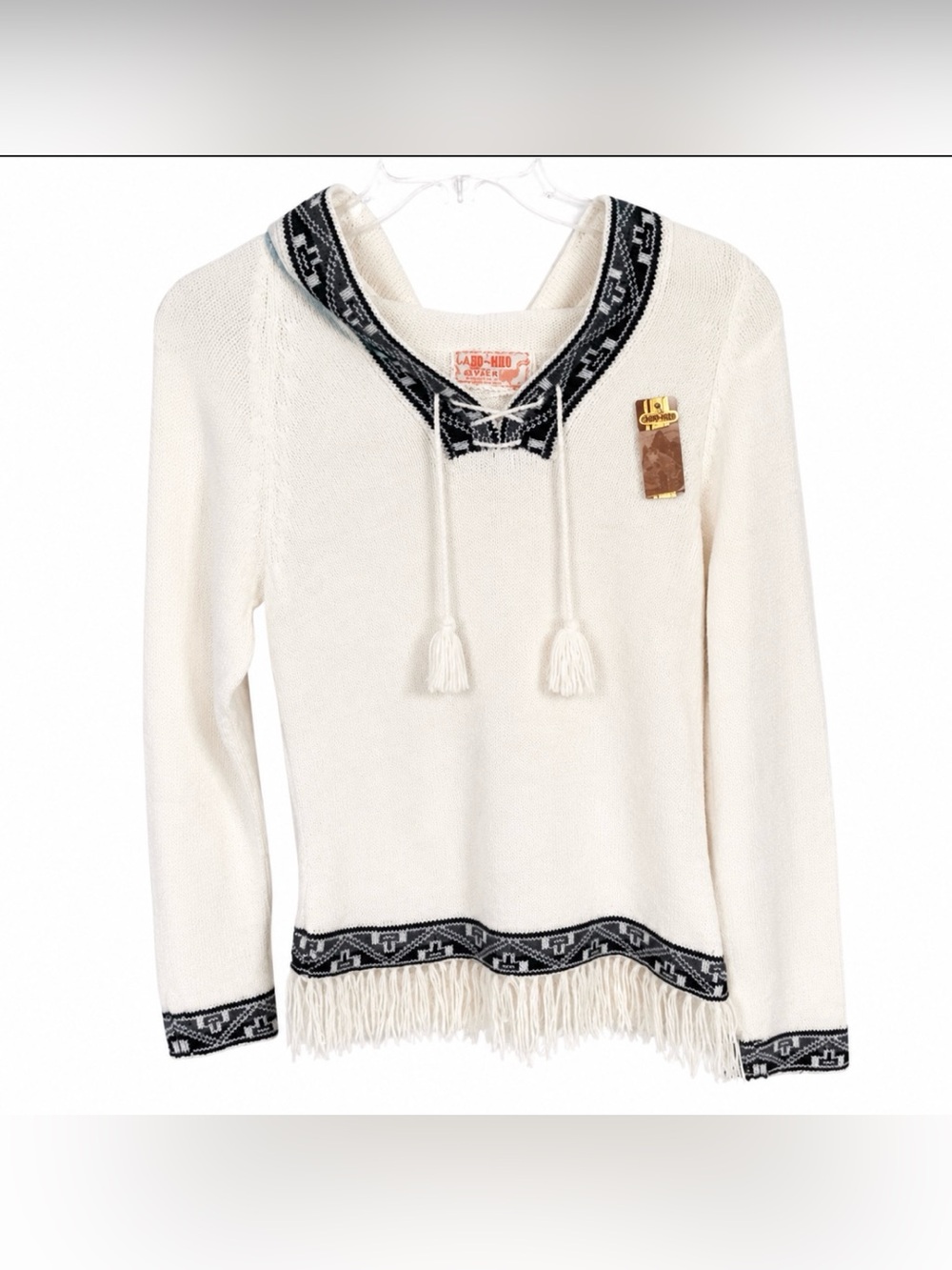 100% Baby Alpaca White Hooded Sweater Size S NWT - Picture 2 of 10